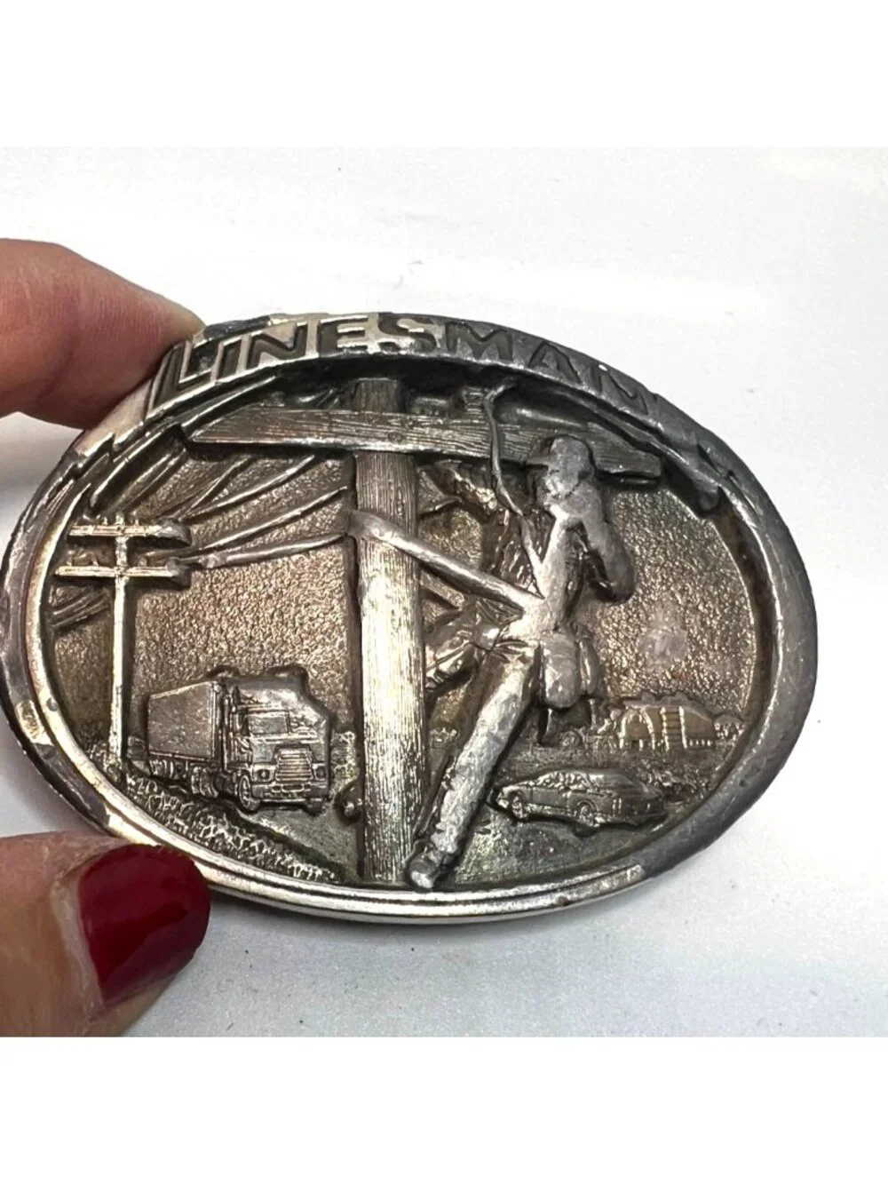 Vintage Linesman belt buckle, circa 1986, USA made